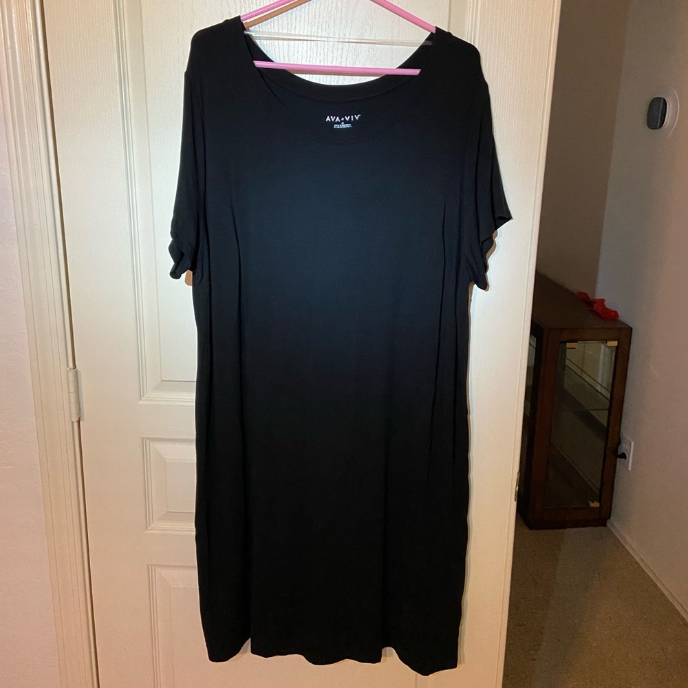 Ava & Viv black 2X lightweight t-shirt dress